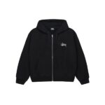 stussy basic zip hoodie black