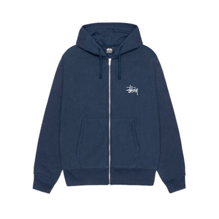 stussy basic zip hoodie navy