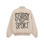 Stussy Sport Melton Varsity Jacket oat